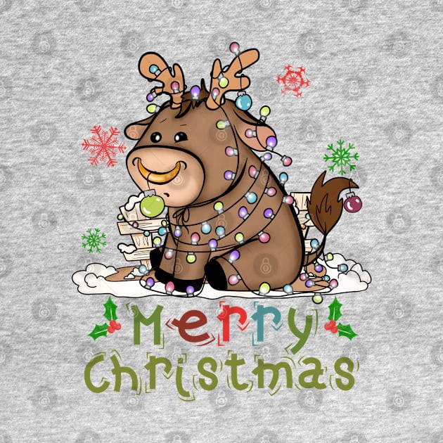 Cow Christmas Cute Cow Merry Christmas Xmas Matching HO HO HO by alcoshirts